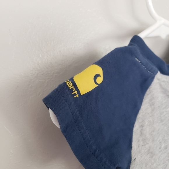 Carhartt Baby Boy 6 Months Short Sleeve Bodysuit Blue Grey Tractor Rugged Tough - Picture 5 of 6